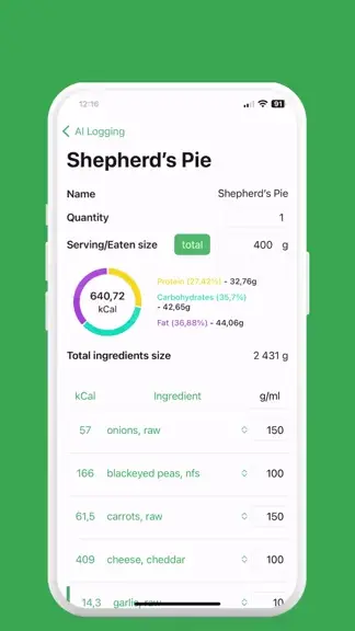 Edit Shepherd's Pie with FoodIntake app